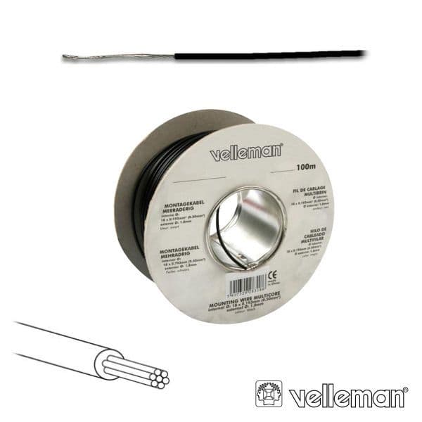 Velleman Cabo Multifilar Preto 0.20MM Rolo 100MT - MOWBK