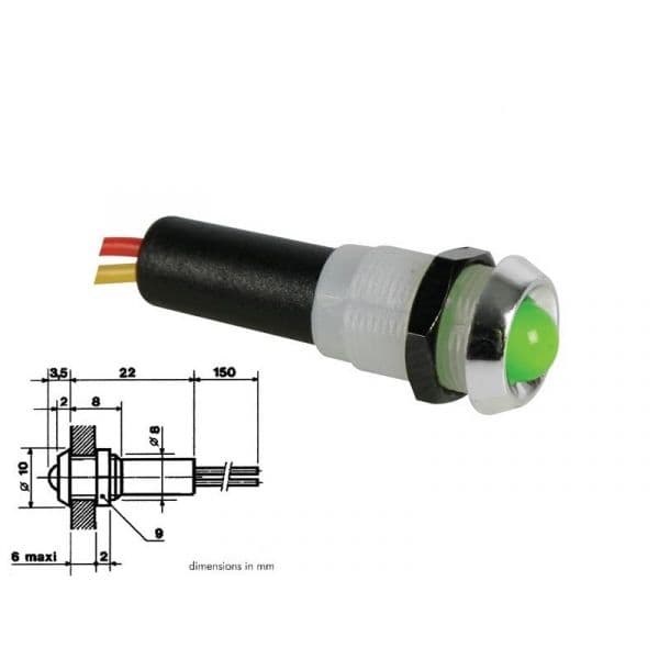 Velleman LED Piloto Green Anel Cromado 24v - 24VCG