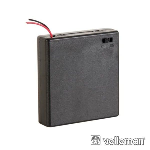 Velleman Suporte para 4 Pilhas Aa com Fios e Interruptor - BH341BS