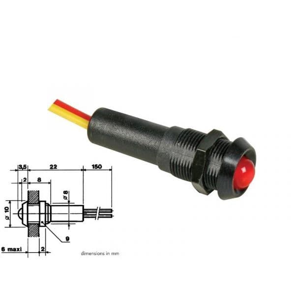 Velleman Lâmpada LED Vermelha Pisca 12V Com Encaixe Preto 12VBFR