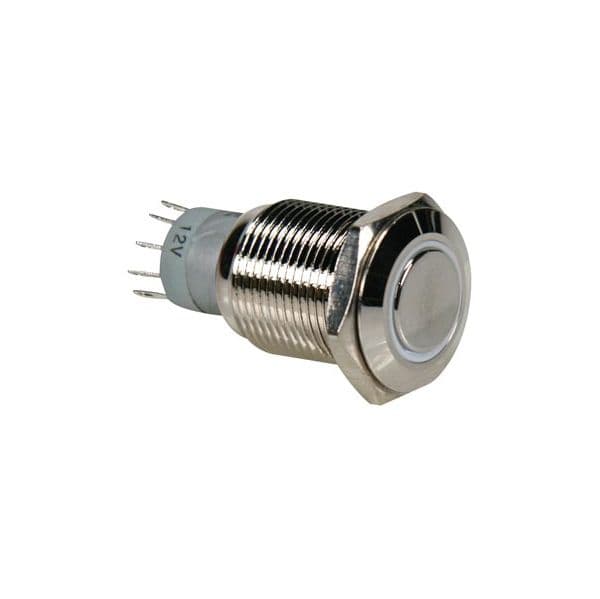 Velleman Interruptor pulsador Metálico com anel branco 12V R1600W