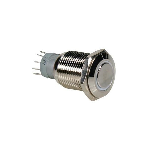 Velleman Interruptor de Pressão Metálico com anel branco R1610W