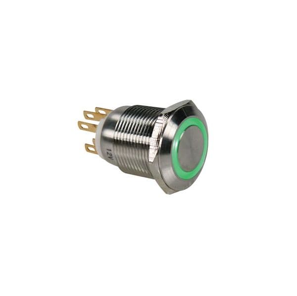 Velleman Pulsador em Aço com Anel Luminoso Verde - R1900G