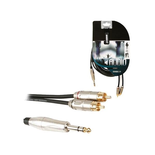 Velleman Cabo Profissional 2x RCA Macho para Jack 6.35mm Macho - PAC131