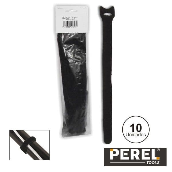 Perel Braçadeira Velcro Preta 300MM 10X - ECSB300