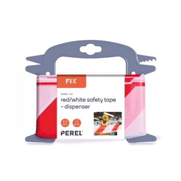 Perel Fita de Sinalização Não Adesiva Branco/Vermelho 80mmx100m com Dispensador