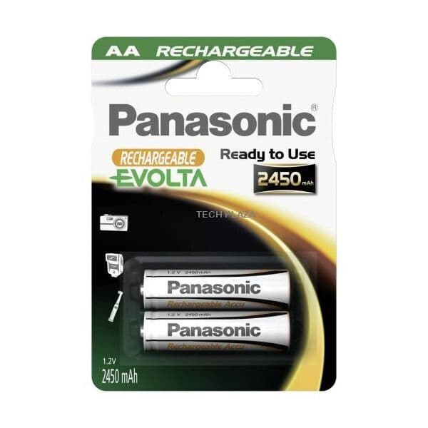 Pilha Recarregável 1x2 Panasonic NiMH Mignon AA 2450mAh Recharg - P6E/2B2450