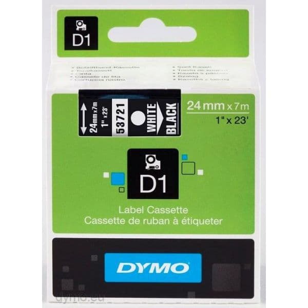 Dymo D1-Fita / Tape S0721010 | 24 mm X 7 M, Branco On Black - S0721010