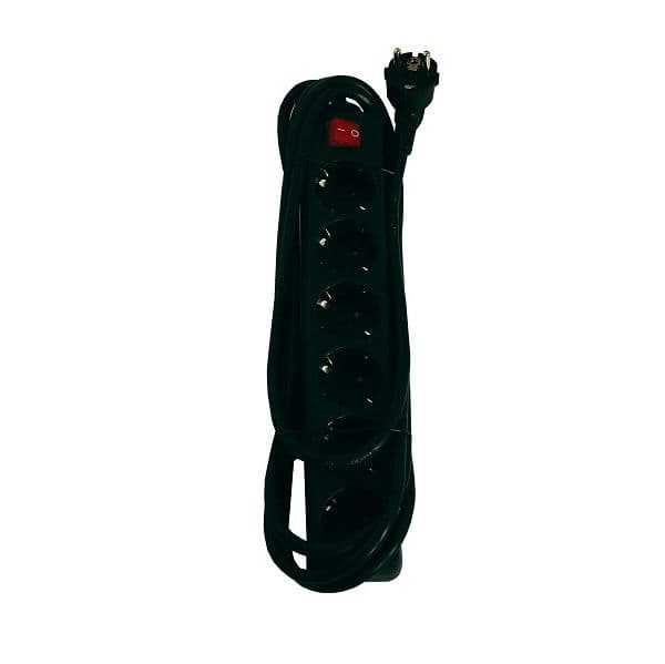 Chacon Bloco 6 tomadas schuko 16a c/int. preto 3m - - 45137