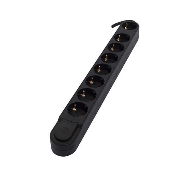 Chacon Bloco de 8 tomadas com interruptor 1.5m preto - - 46820
