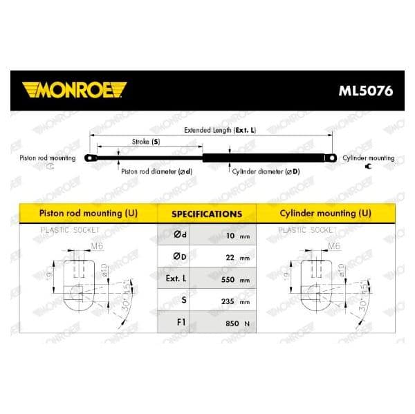 Monroe Mola Pneumática, Mala/compartimento de C - ML5076