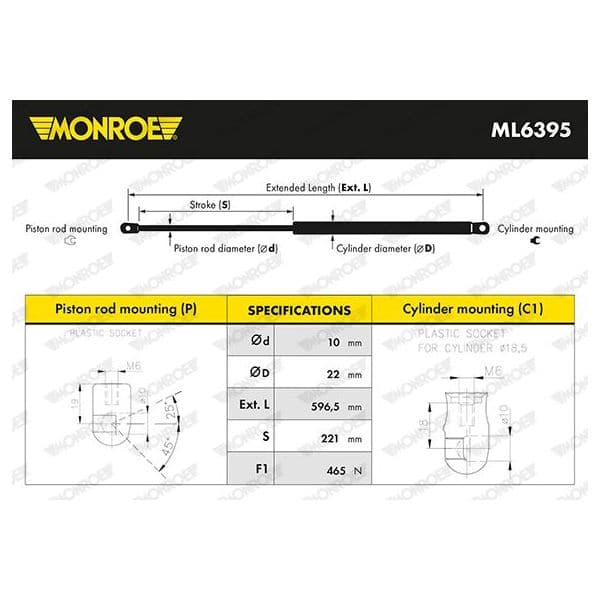 Monroe Mola Pneumática, Mala/compartimento de C - ML6395