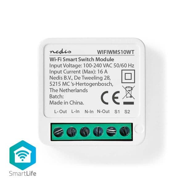 Nedis | Interruptor de alimentação Smartlife | Wi-Fi | 3680 W | Terminal Connection | App available for: Android(TM) / IOS - WIFIWMS10WT