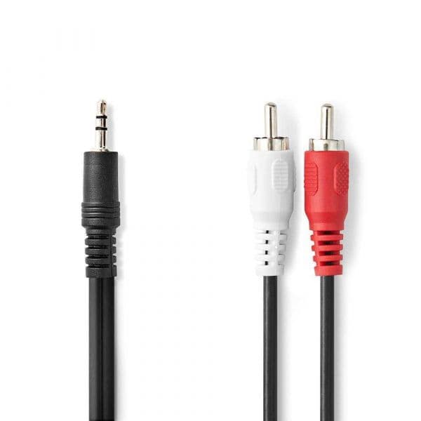 Nedis Cabo de Áudio Estéreo 3,5 Mm Macho, 2x Rca Macho 10m Preto