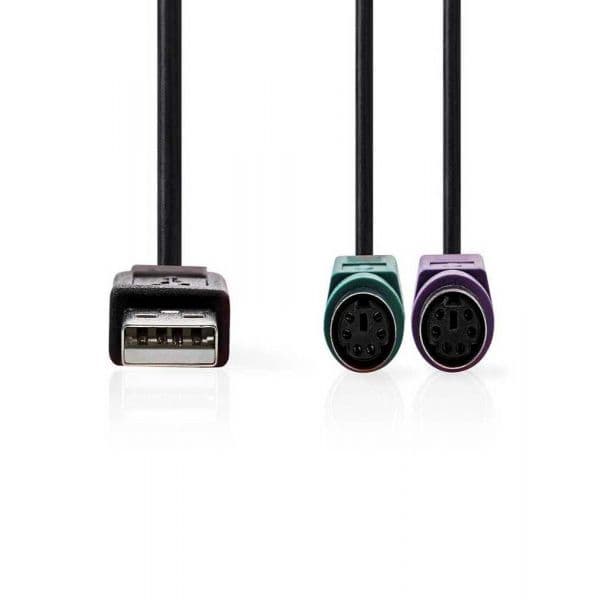 Nedis CCGB60830BK03 Cabo Ps/2 0,3m Usb a 5-P Din Preto