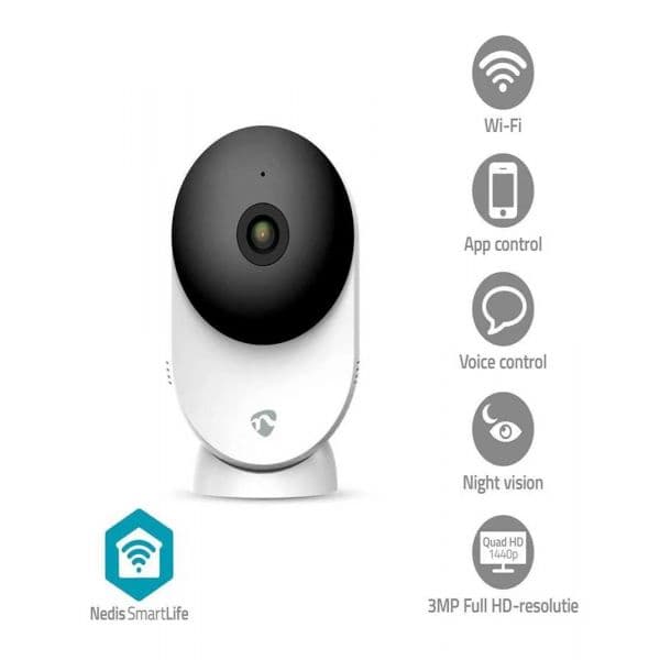 Nedis Câmera de Vigilância WIFICI12CWT SmartLife WiFi 3MP Full HD 1296p Branco