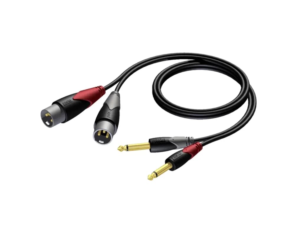 Procab CLA708/3 - 2 x XLR male - 2 x 6.3 mm Jack male mono 3m
