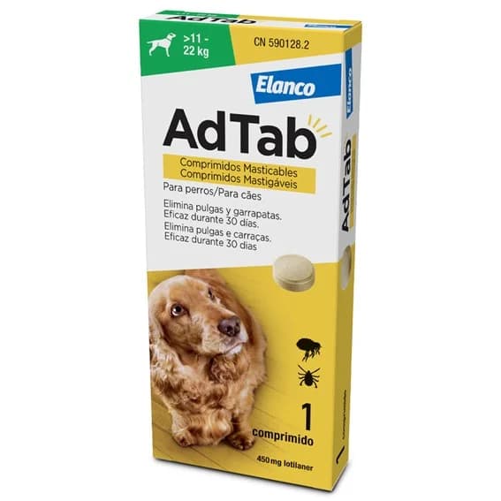 AdTab Comprimido Mastigável contra Pulgas e Carraças para Cães de 11 a 22Kg 3 Comprimidos