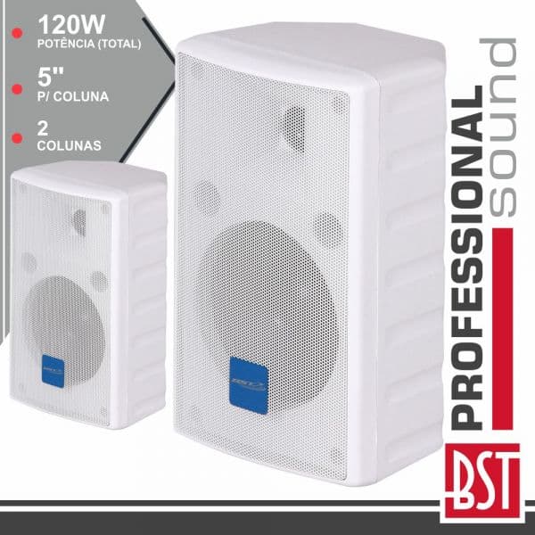 BST Conjunto 2 Colunas 2 Vias 5" 120W Brancas Abs