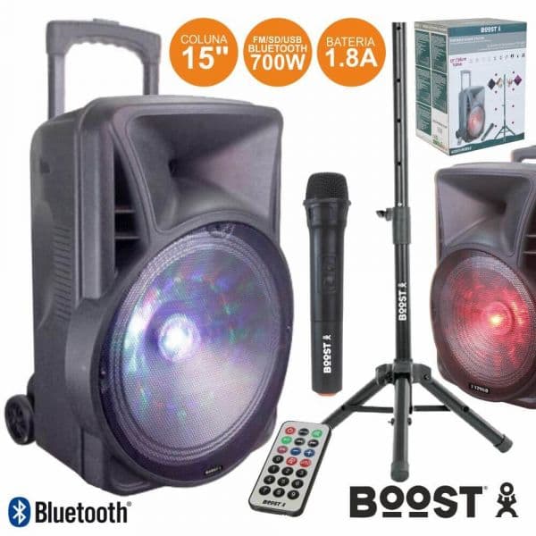 Boost Coluna Amplificada 15" 700w Usb/bt/sd Suporte/micro