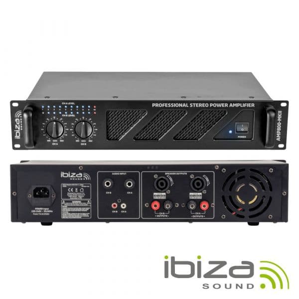 Ibiza Amplificador Áudio 19" 2X600W - AMP800 MK2