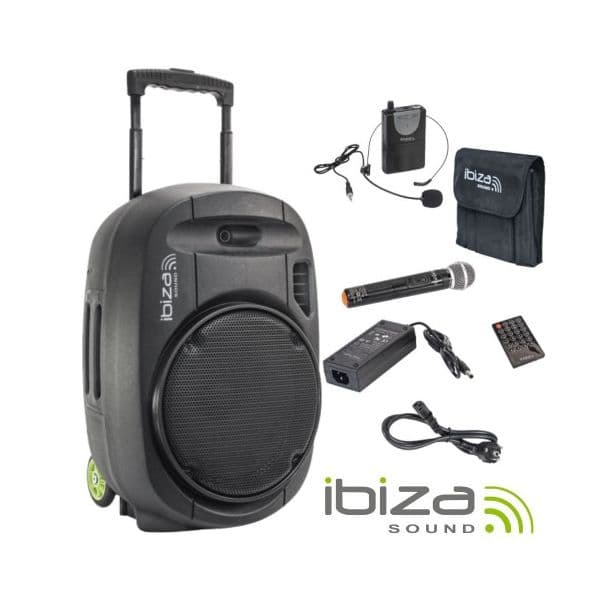 Ibiza Sound Coluna PA PORT15VHF MKII 15" com Bluetooth 800W Black - PORT15VHF-MKII