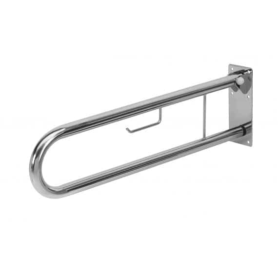 Apoio articulado para sanita  em inox com porta rolo