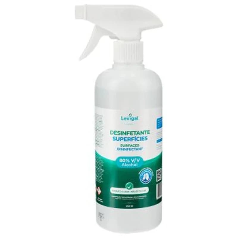 Desinfetante de superfícies 500 ml spray pronto a usar, sem perfume, com 80% álcool e aprovado pela DGS para uso hospitalar e alimentar
