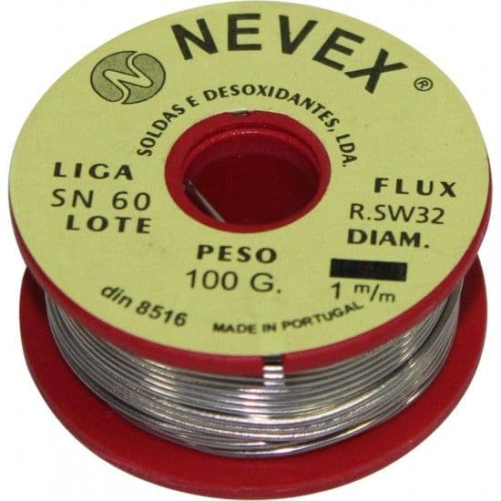 Solda, Estanho para Eletrónica, Ø1mm, 100g refª 99073 Nevex