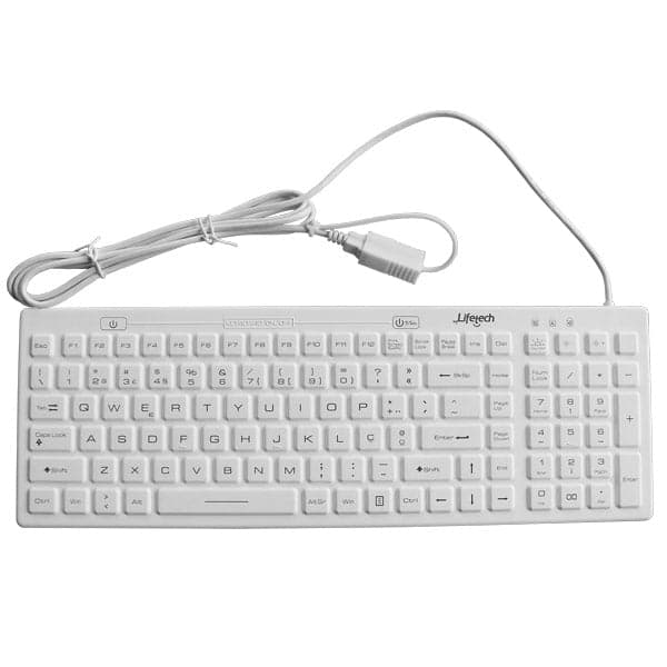 LIFETECH KEYBOARD SILICONE HIGIENIZÁVEL  LAVÁVEL USB BRANCO