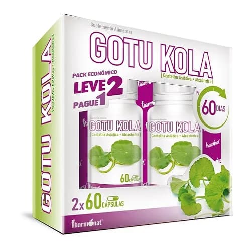 Fharmonat Gotu Kola - Centelha Asiática + Alcachofra 2x 60 Cápsulas