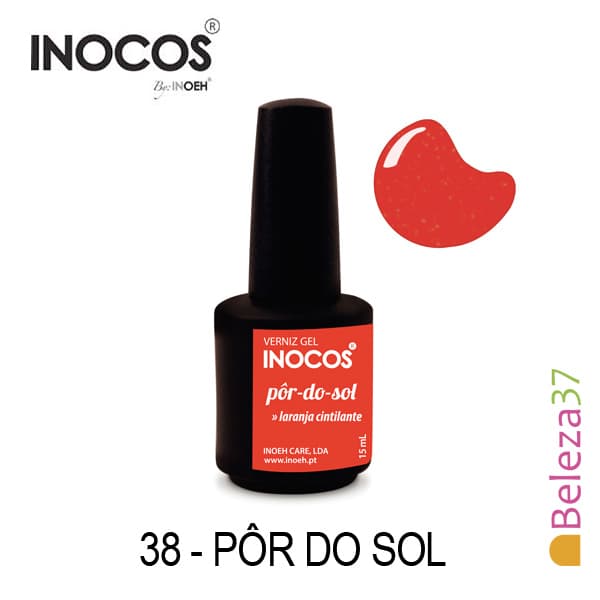Inocos Verniz Gel Tom Pôr do Sol 15ml Laranja Cintilante