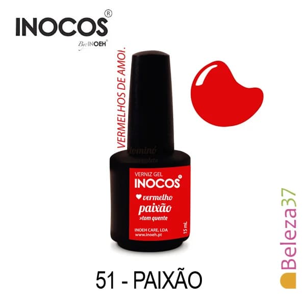 Verniz Gel Inocos 51 — Paixão (Vermelho Puro)