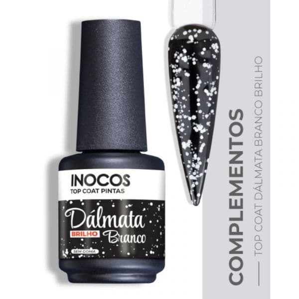 Inocos Verniz Gel Top Coat Dálmata Tom Branco Brilho 15ml