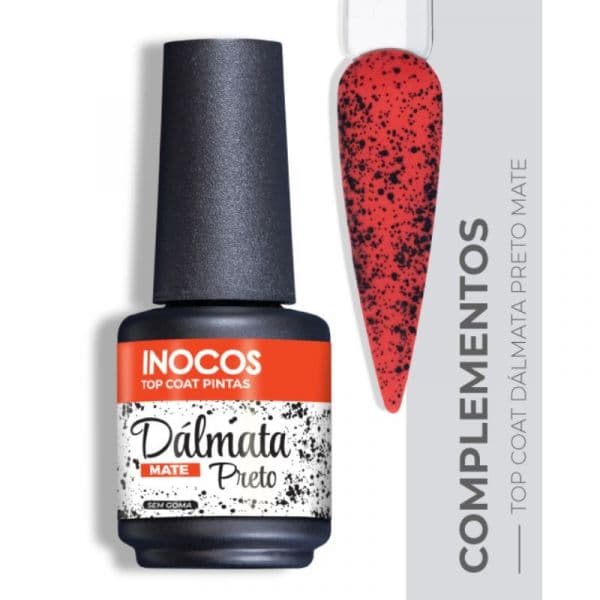 Inocos Verniz Gel Top Coat Dálmata Tom Preto Mate 15ml