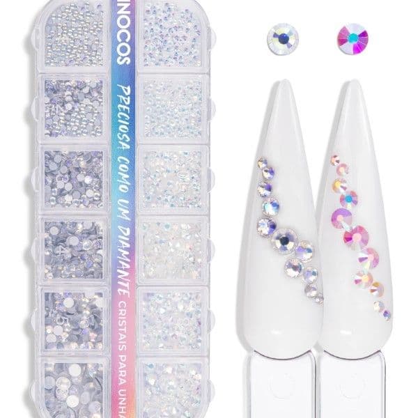 Inocos Cristais para Unhas Branco e Prata Holográfico