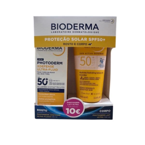 Protetor Solar Bioderma Photoderm XDefense Ultra-Fluido FPS50+ 40ml + Photoderm Leite Ultra FPS50+ 100ml