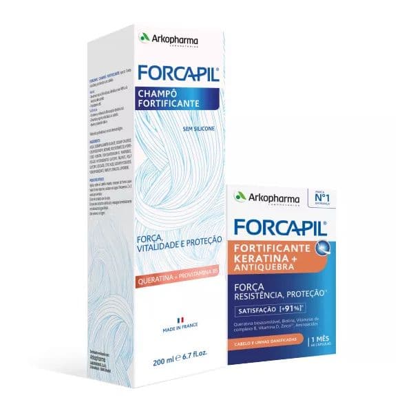 Forcapil Shampoo Fortificante + Fortificante Keratina + Antiqueda 60 Cápsulas