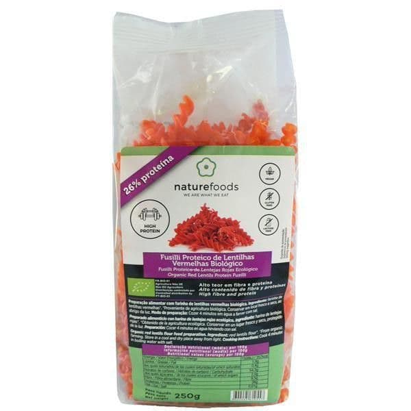 Naturefoods Fusilli Proteico Lentilhas Vermelhas Bio 250g
