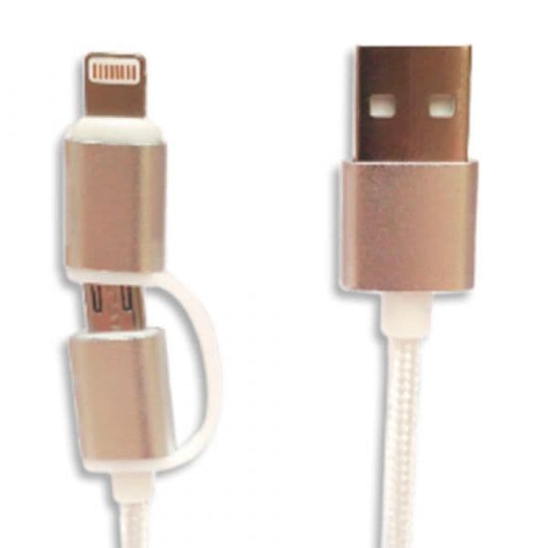 Tech Fuzzion Cabo Telemóvel Lighting / Micro USB Silver