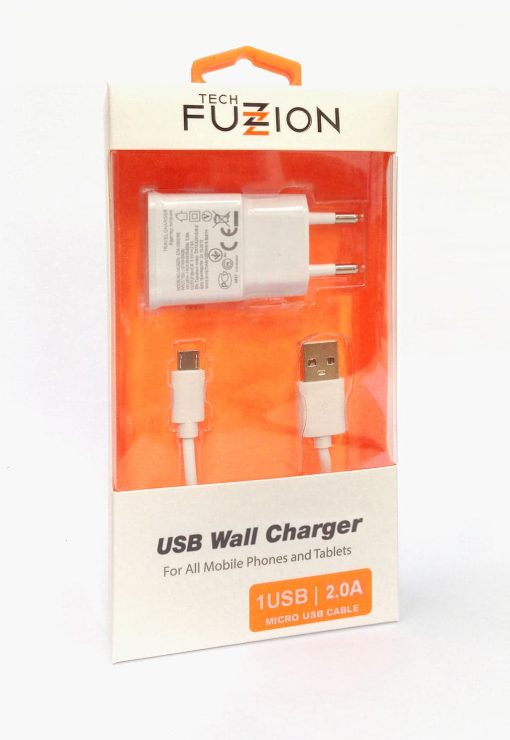 Tech Fuzzion Carregador USB 2A Micro USB White