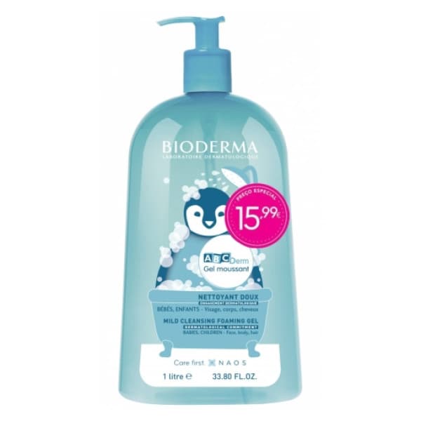Bioderma ABCDerm Gel Moussant 1L – Limpeza Suave