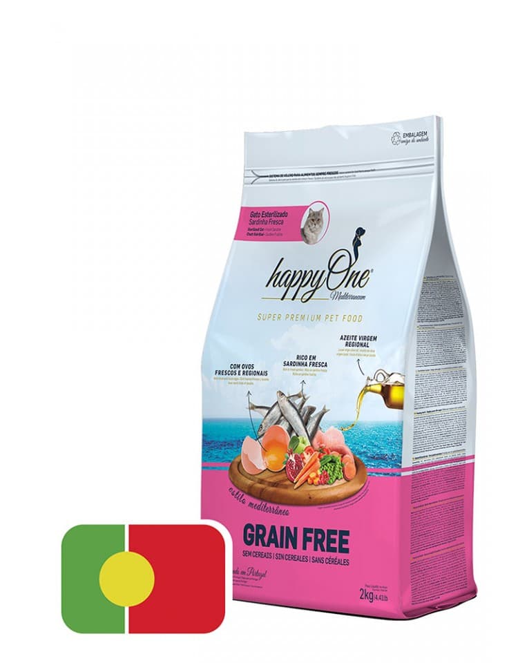 happyOne Mediterraneum - Alimentação Seca para Gato Adulto - Esterilizado Sardinha