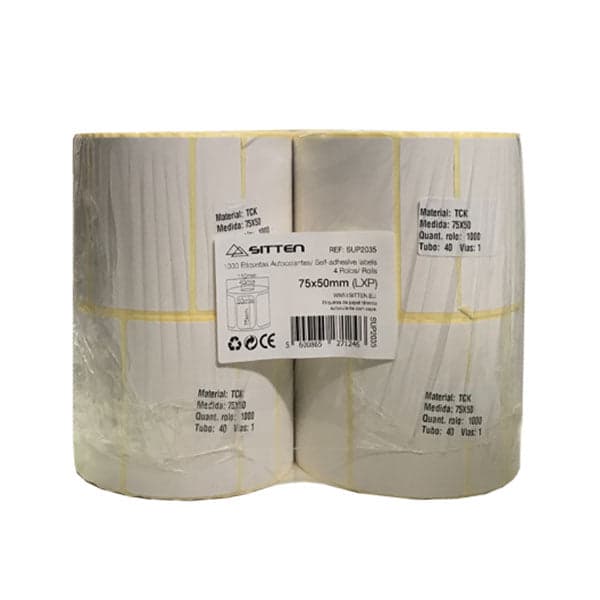 ETIQUETAS AUTOCOLANTES - 4X ROLO 75X50MM X 1.000