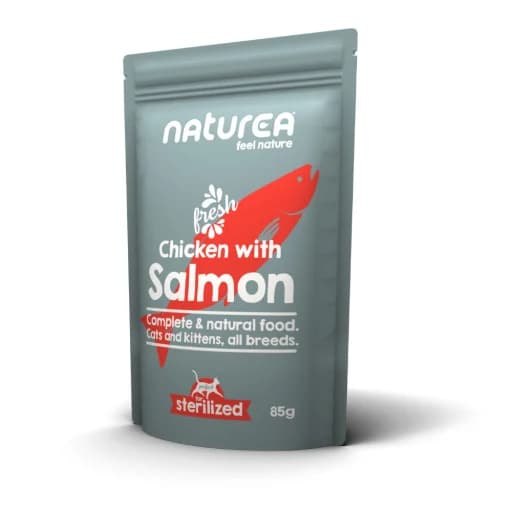 Ração Húmida Naturea Cat Wet Food Frango com Salmão Esterilizado 85g