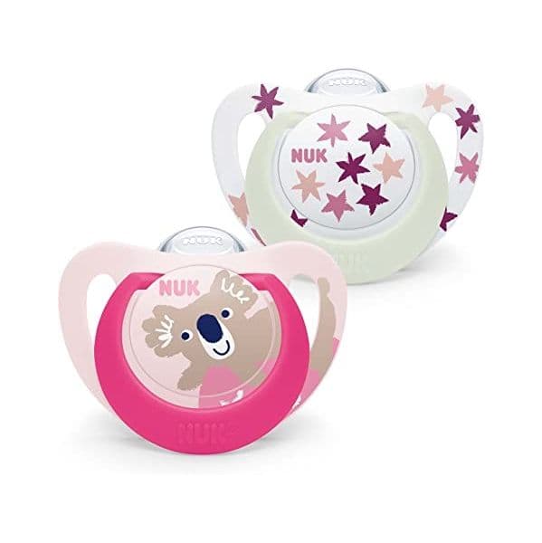 Nuk 2 Chupetas Silicone 6-18M Star Day & Night Rosa