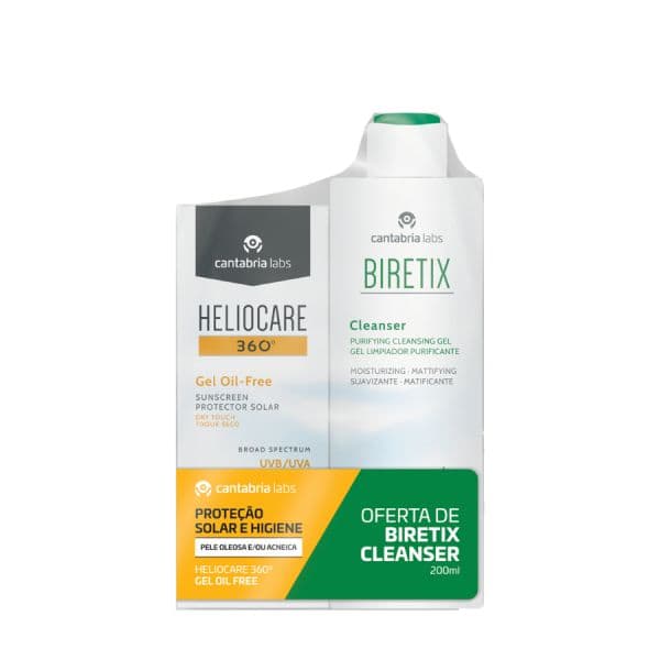 Protetor Solar Heliocare 360 Gel Oil-Free SPF50 50ml + Biretix Cleanser 200ml