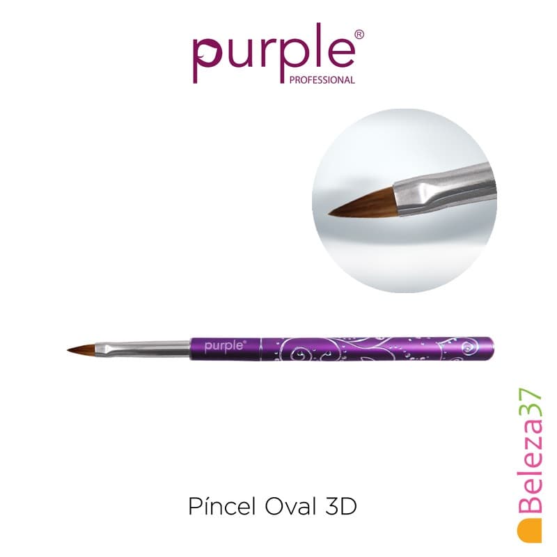Purple Professional Píncel Acrílico Purple Oval 3D #4 Decorado