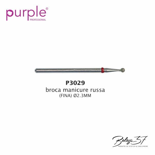 Purple Broca de Manicure Russa Purple Ponta Redonda 2.3mm (fina)