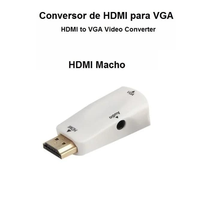 Adaptador Conversor HDMI para VGA com Áudio (Branco) - Multi4you®